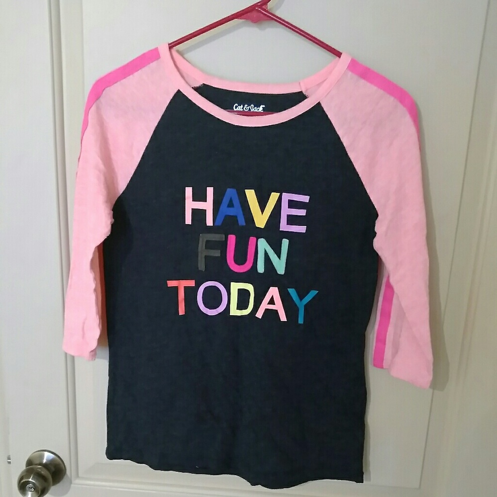 Cat and Jack Baseball Tee Shirt Rainbow colors XL